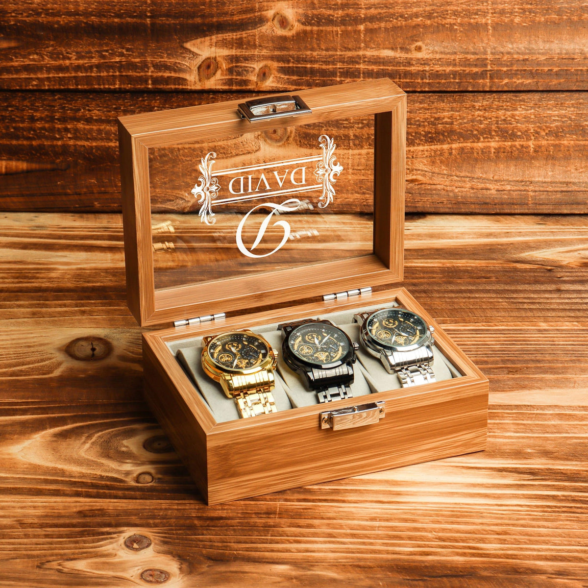 Custom Christmas Gift for him,Personalized Watch Storage,Custom Engraved Watch Box for Men, Watch Case, Personalized Gift for Him Husband