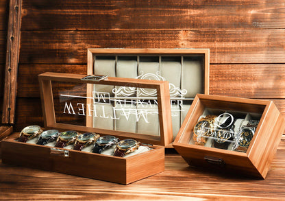 Custom Christmas Gift for him,Personalized Black Watch Storage,Custom Engraved Watch Box for Men, Personalized Gift for Him Husband