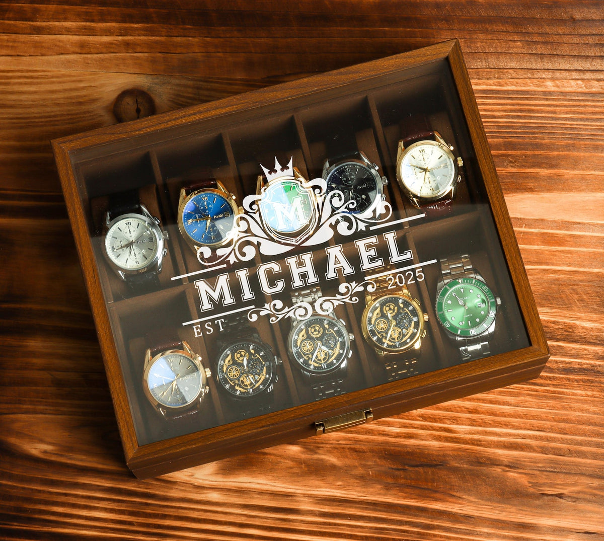 Custom Christmas Gift for him,Personalized Watch Storage,Custom Engraved Watch Box for Men, Watch Case, Personalized Gift for Him Husband