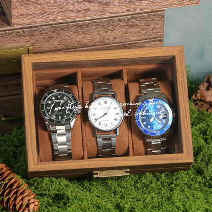 Watch Box w/ Glass Top & Pillow - Custom Wood Box, Wedding Day Gift Father of the Bride Groom Husband from Bride,Groomsman Gift,Mens Gift