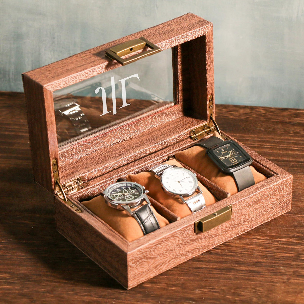 TWO Layers 6 Slot Personalized Men's Watch Box |with Drawer Watch Display Case for 6Watches,Custom Watch Storage Case, Watch Box for Mens