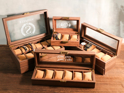 TWO Layers 6 Slot Personalized Men's Watch Box |with Drawer Watch Display Case for 6Watches,Custom Watch Storage Case, Watch Box for Mens