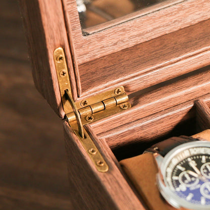TWO Layers 6 Slot Personalized Men's Watch Box |with Drawer Watch Display Case for 6Watches,Custom Watch Storage Case, Watch Box for Mens