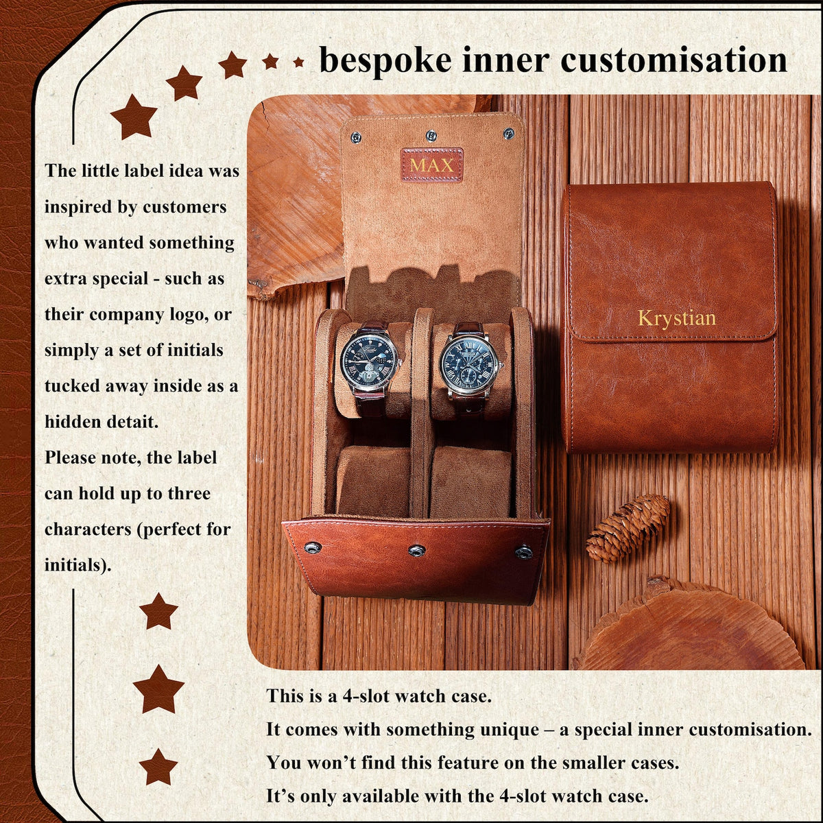 Handmade 4 Slot Travel Case for Men, Perfect Christmas & Thanksgiving Gift, Personalized Croc Pattern Vegan Leather Watch Roll, Watch Box