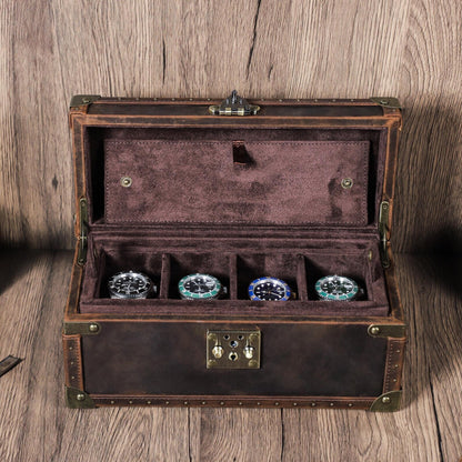Luxury Leather Watch Organizer Box, Handmade Lock Watch Case, Travel Watch Organizer Holder, Watch Display Box, Groomsmen Gift