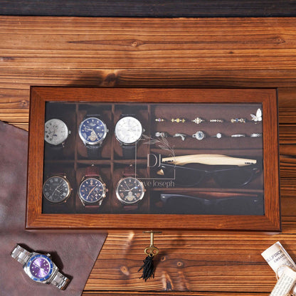 Personalized Wood Jewelry Box, Sunglasses & Watch Storage, Gift For Him