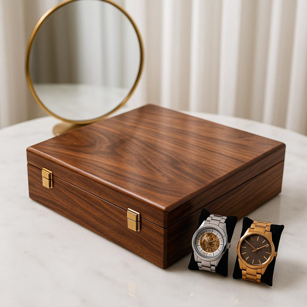 15 Slot Wooden Watch Case – Custom Engraved Jewellery Organizer Box, Gift for Husband, Father & Watch Collector