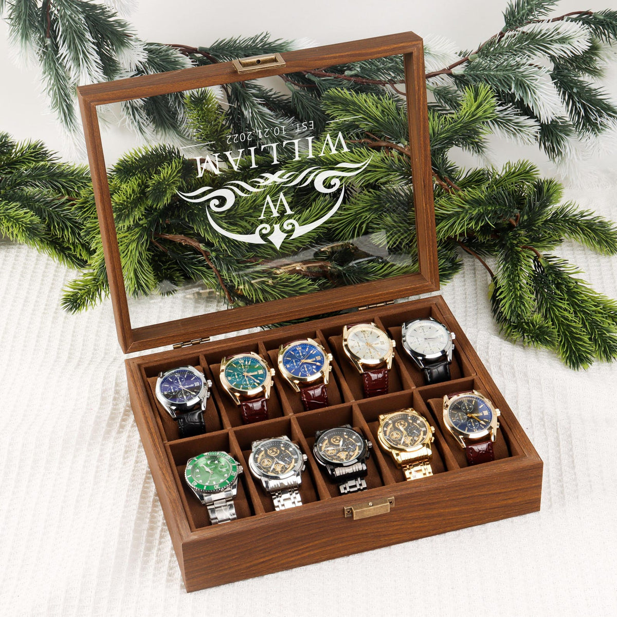 Personalized Wooden Watch Box, Gift for Men, Engraved Watch Holder, Birthday Gift for Him, Valentines Gift, Boyfriend Gift, Anniversary Gift
