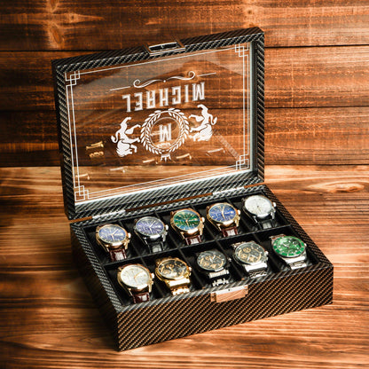 Personalized Wooden Watch Box, Gift for Men, Engraved Watch Holder, Birthday Gift for Him, Valentines Gift, Boyfriend Gift, Anniversary Gift