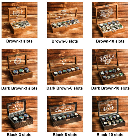 Personalized Wooden Watch Box, Gift for Men, Engraved Watch Holder, Birthday Gift for Him, Valentines Gift, Boyfriend Gift, Anniversary Gift
