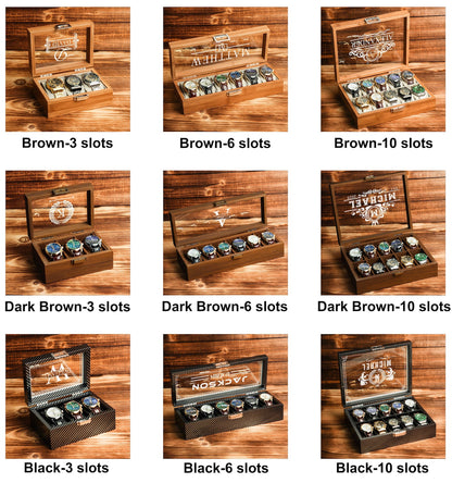 Personalized Wooden Watch Box, Gift for Men, Engraved Watch Holder, Birthday Gift for Him, Valentines Gift, Boyfriend Gift, Anniversary Gift