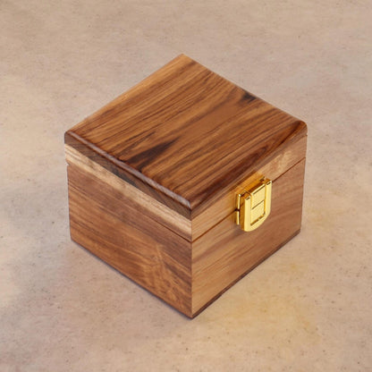 Personalized Handmade Wooden Watch Box with Single-Slot, Watch Display Case, Watch Storage Organizer - Teakwood with Glass Lid & Wood Lid