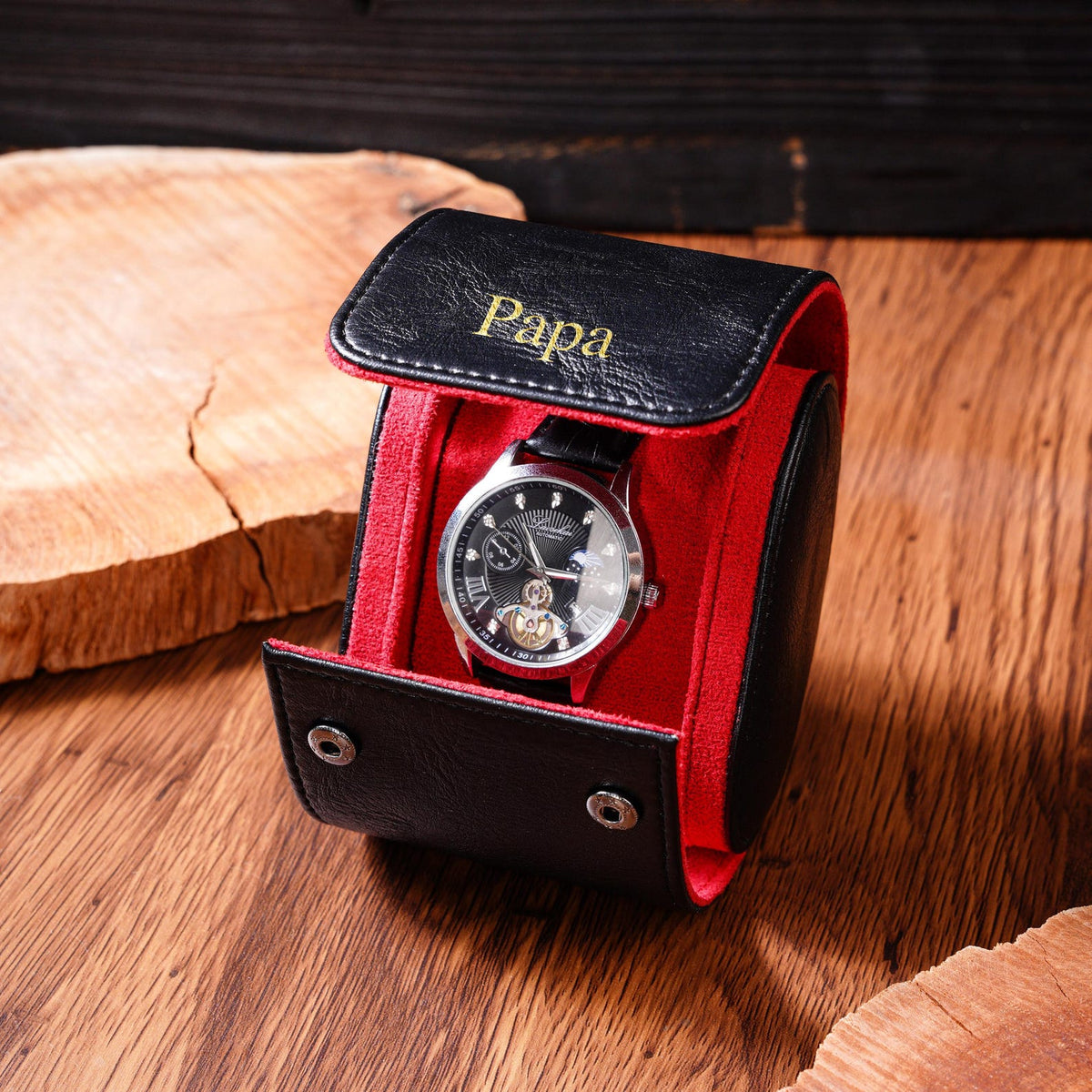 Handmade 4 Slot Travel Case for Men, Perfect Christmas & Thanksgiving Gift, Personalized Croc Pattern Vegan Leather Watch Roll, Watch Box