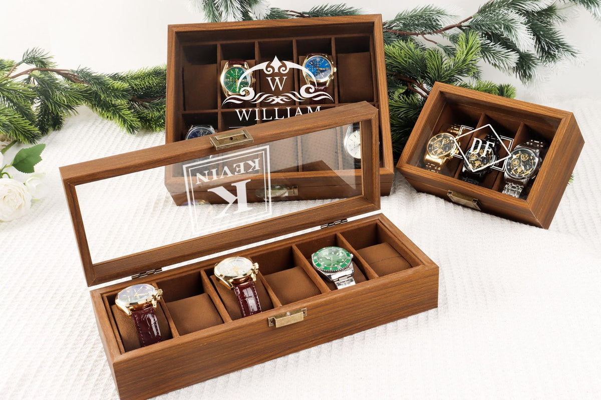 Personalized Wooden Watch Box, Gift for Men, Engraved Watch Holder, Birthday Gift for Him, Valentines Gift, Boyfriend Gift, Anniversary Gift