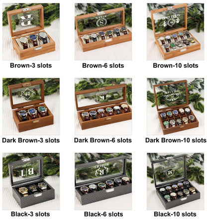 Personalized Wooden Watch Box, Gift for Men, Engraved Watch Holder, Birthday Gift for Him, Valentines Gift, Boyfriend Gift, Anniversary Gift