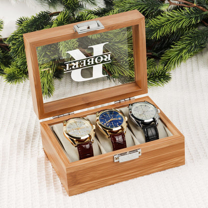 Personalized Wooden Watch Box, Gift for Men, Engraved Watch Holder, Birthday Gift for Him, Valentines Gift, Boyfriend Gift, Anniversary Gift