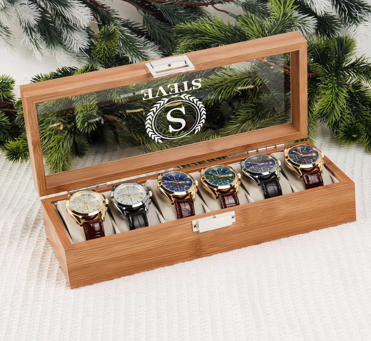 Personalized Wooden Watch Box, Gift for Men, Engraved Watch Holder, Birthday Gift for Him, Valentines Gift, Boyfriend Gift, Anniversary Gift