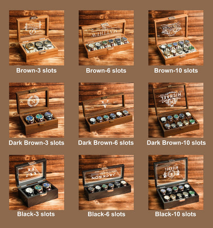 Custom Christmas Gift for him,Personalized Watch Storage,Custom Engraved Watch Box for Men, Watch Case, Personalized Gift for Him Husband