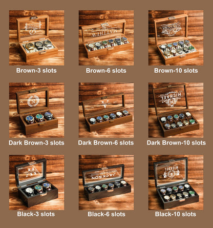 Custom Christmas Gift for him,Personalized Watch Storage,Custom Engraved Watch Box for Men, Watch Case, Personalized Gift for Him Husband