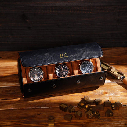 Personalized Leather Watch Roll: Travel Watch Case, Groomsmen Gift