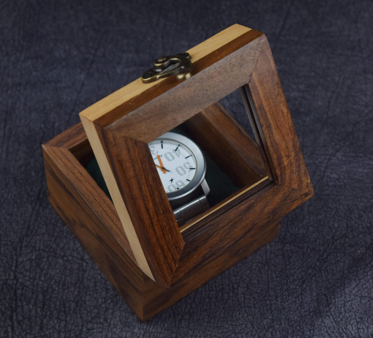Handcrafted Wooden Watch Display Case for 4 Watches – Premium Luxury Rosewood Watch Organizer – Mens Watch Box – Perfect Birthday Gift