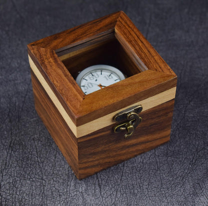Handcrafted Wooden Watch Display Case for 4 Watches – Premium Luxury Rosewood Watch Organizer – Mens Watch Box – Perfect Birthday Gift