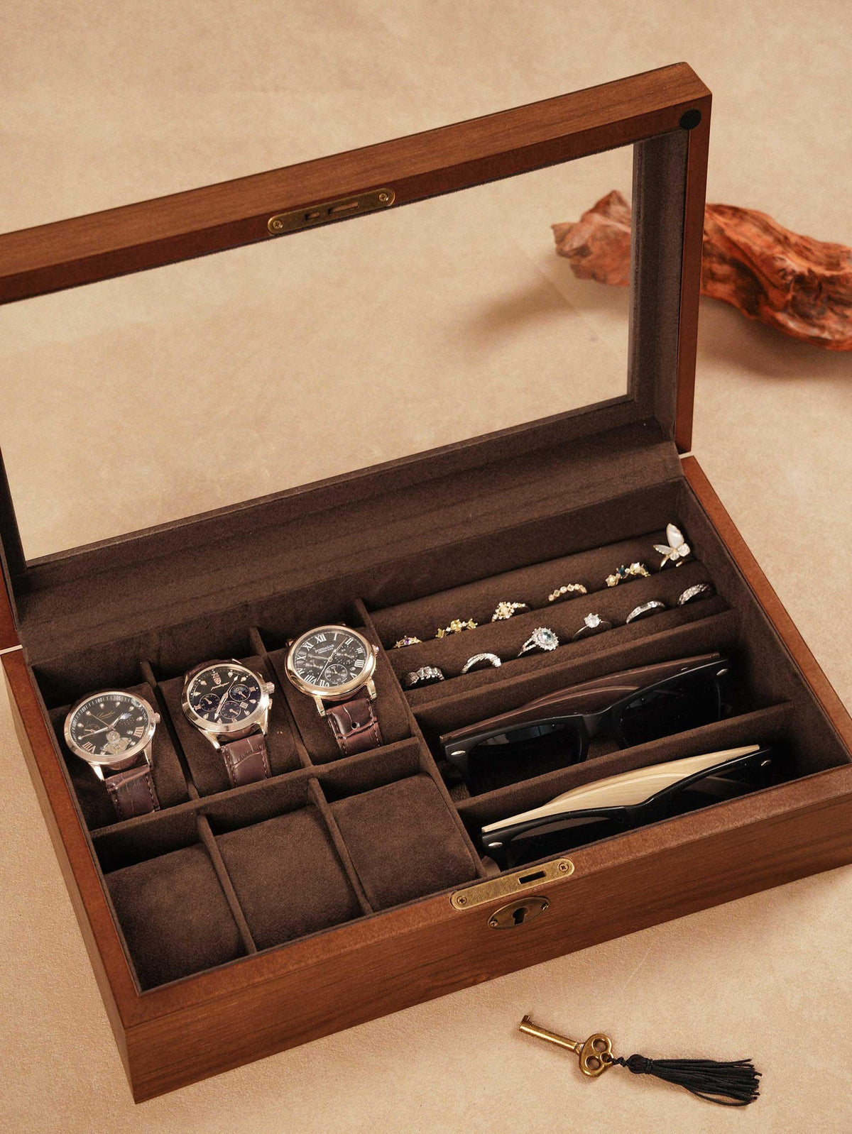 Personalized Watch Box Display, Sunglasses Storage Case, Jewelry Box, Wedding Gift For Groom, Engraved Monogram Watch Box Gift For Christmas