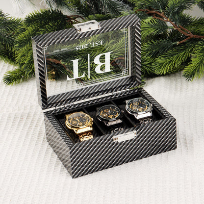 Personalized Wooden Watch Box, Gift for Men, Engraved Watch Holder, Birthday Gift for Him, Valentines Gift, Boyfriend Gift, Anniversary Gift