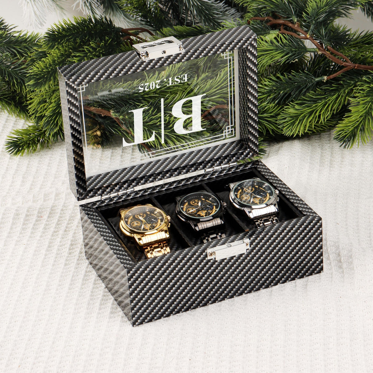 Personalized Wooden Watch Box, Gift for Men, Engraved Watch Holder, Birthday Gift for Him, Valentines Gift, Boyfriend Gift, Anniversary Gift