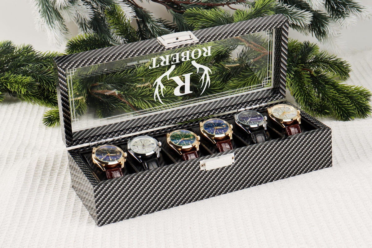 Personalized Wooden Watch Box, Gift for Men, Engraved Watch Holder, Birthday Gift for Him, Valentines Gift, Boyfriend Gift, Anniversary Gift