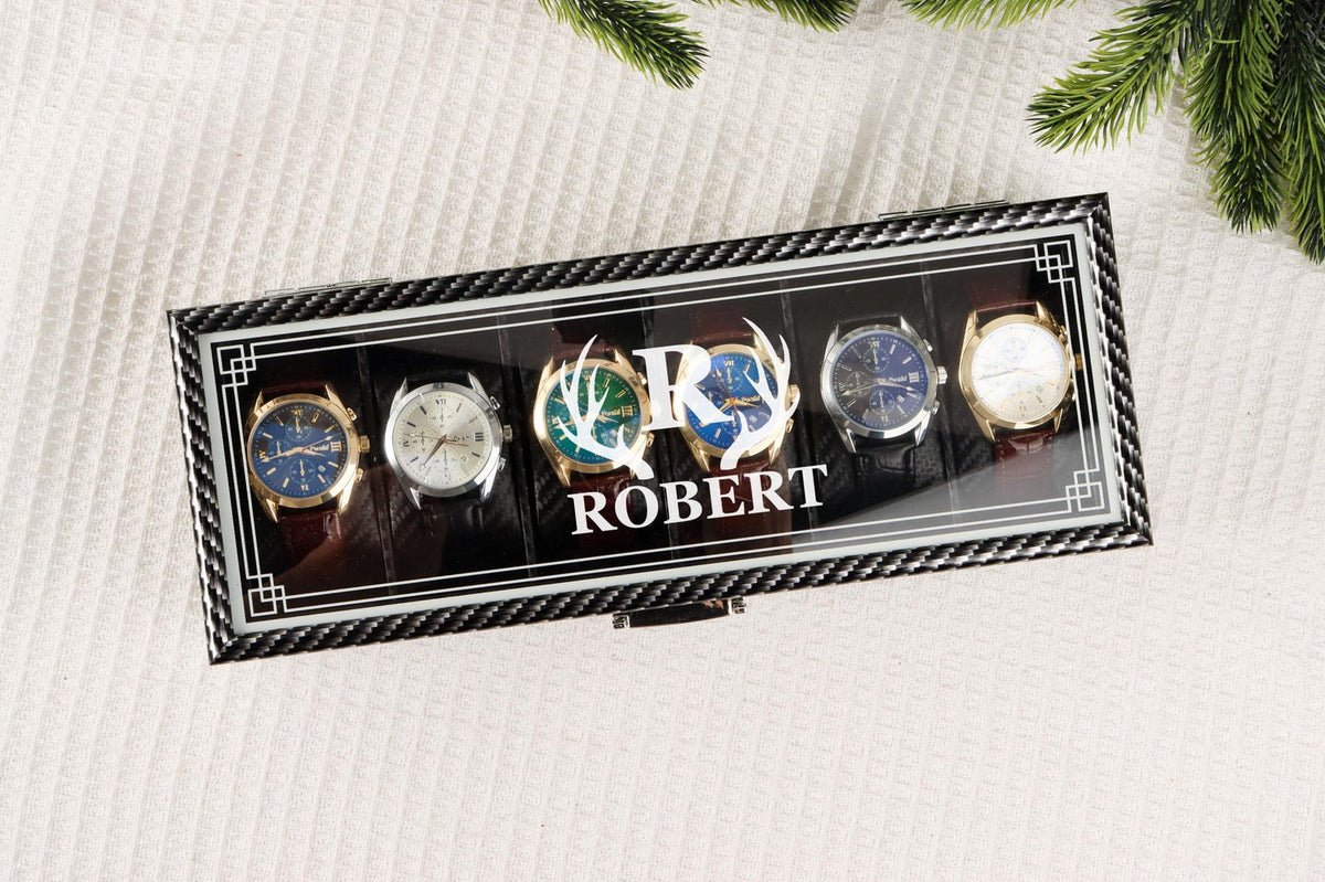 Personalized Wooden Watch Box, Gift for Men, Engraved Watch Holder, Birthday Gift for Him, Valentines Gift, Boyfriend Gift, Anniversary Gift