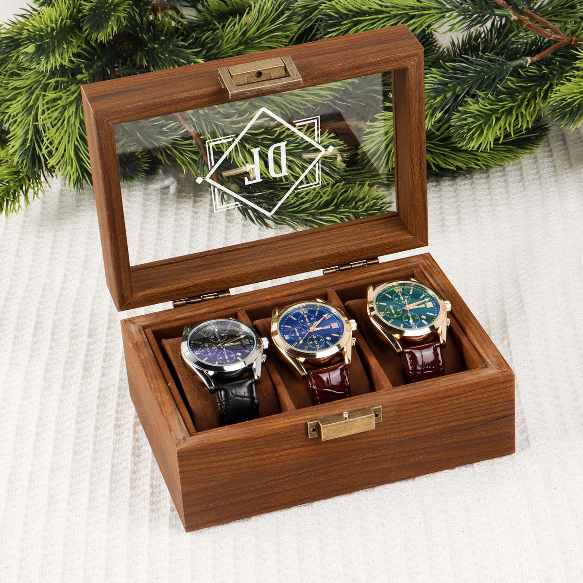 Personalized Wooden Watch Box, Gift for Men, Engraved Watch Holder, Birthday Gift for Him, Valentines Gift, Boyfriend Gift, Anniversary Gift