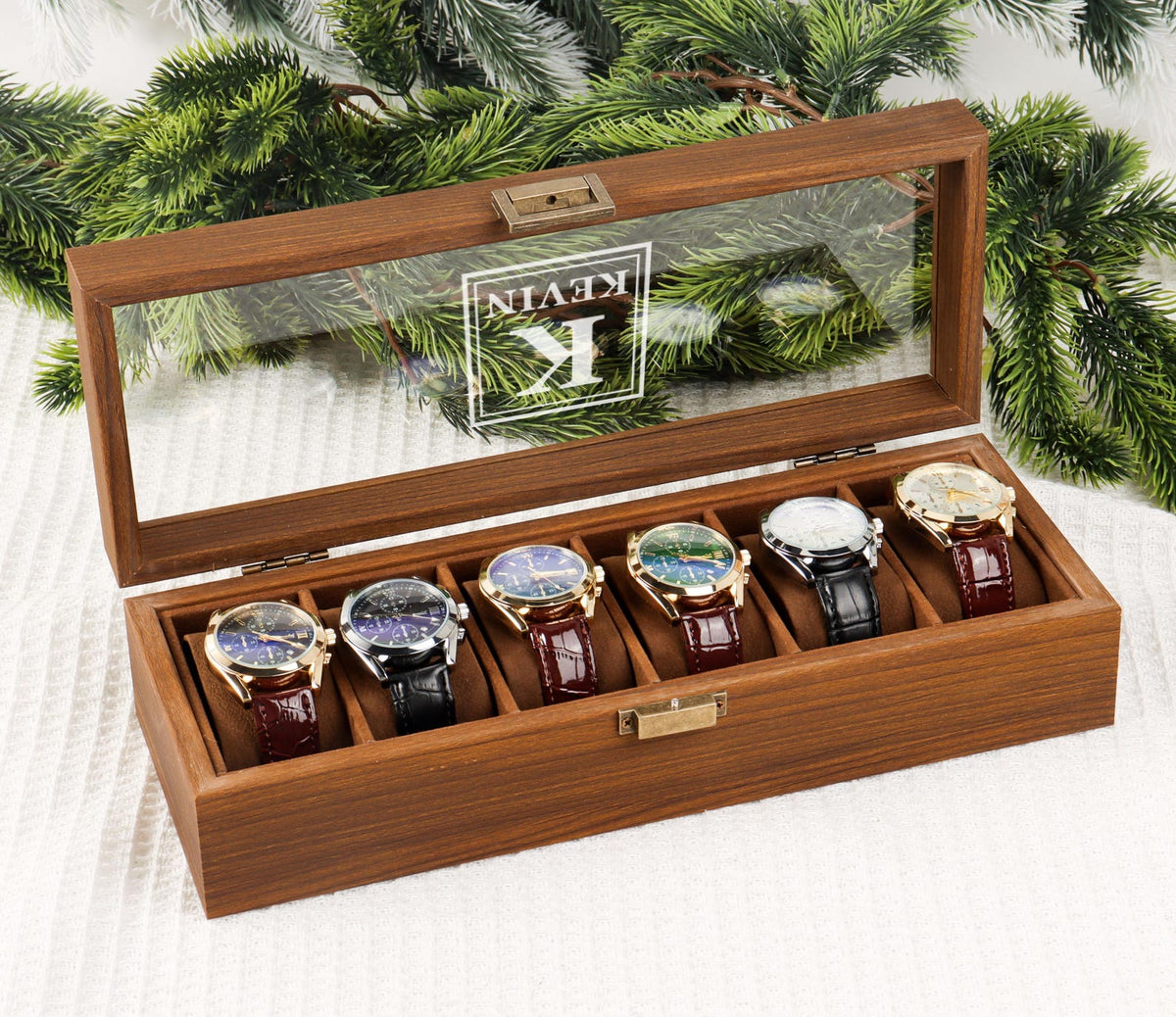Personalized Wooden Watch Box, Gift for Men, Engraved Watch Holder, Birthday Gift for Him, Valentines Gift, Boyfriend Gift, Anniversary Gift