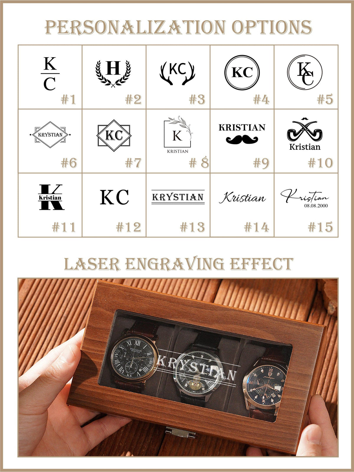 Walnut Watch Box for Men, Mens Watch Organizer,3 slot, 6 slot, Wooden Watch Case, Glass Top Box, Gift for Him,Valentine's Day Gifts
