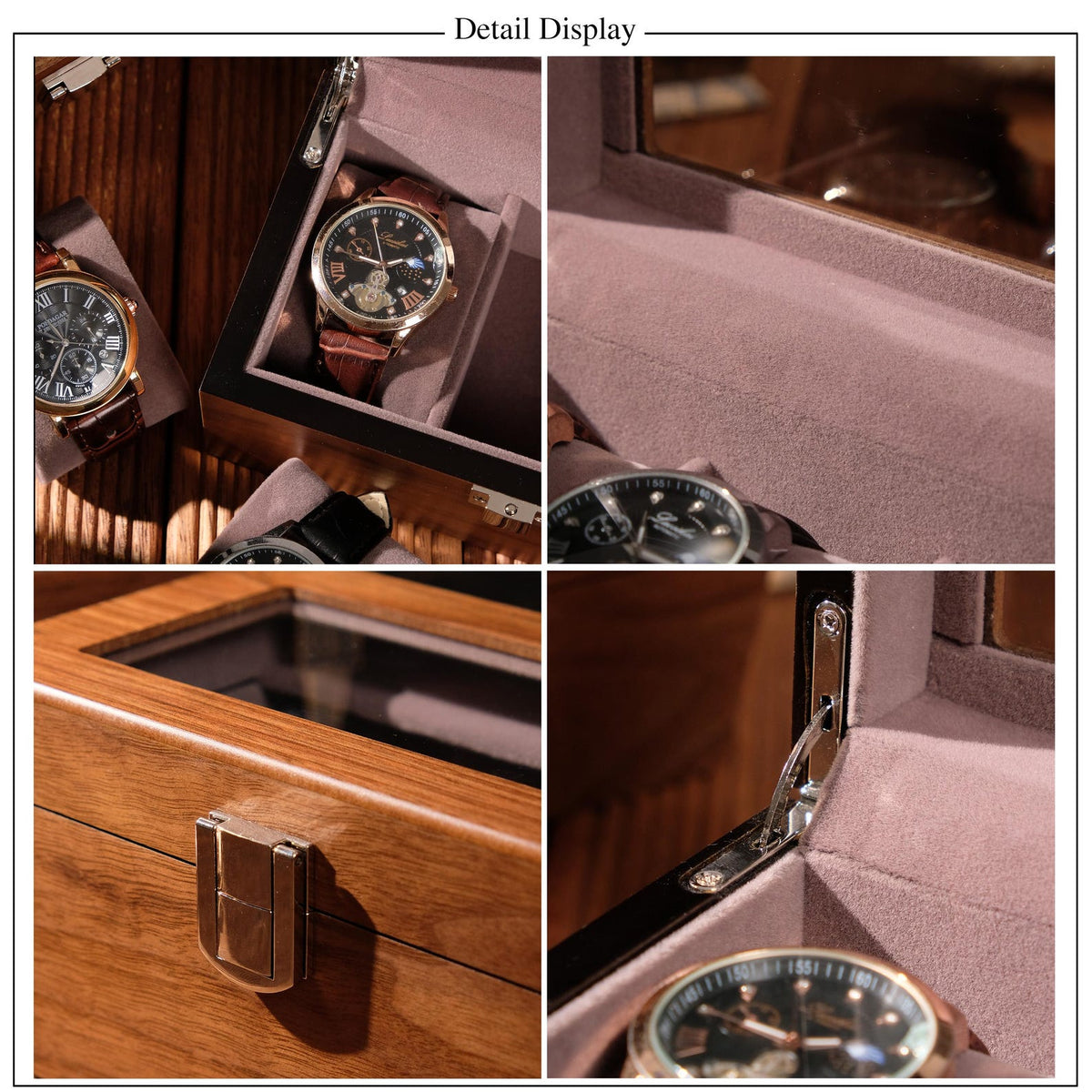 Personalized Watch box, Custom Engraved Watch Box, 6 slot, wooden watch case, glass top box, gift for him,Father's Day Gift For Daddy