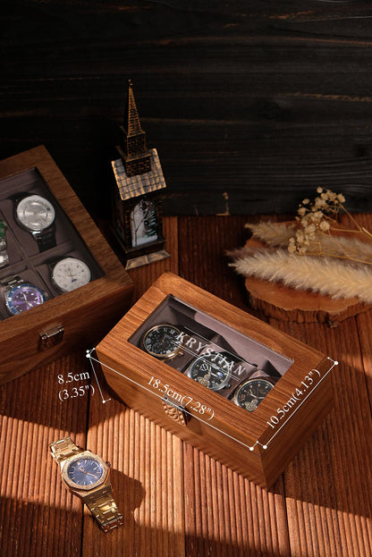 Personalized Watch Storage, Engraved Watch Box for Men,Gift for him,Anniversary Present,Father's Day Gift
