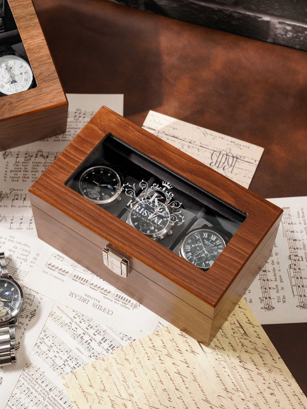 Personalised Watch Box for 3 4 6 8 slot Watches Storage, Birthday Gift for Men, Custom Wooden Watch Storage Case, Gift for Him