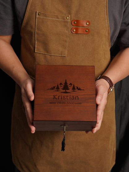 Personalized Wooden Watch Box with Lock & Key, Custom Watch Display Case for Men 6 Slot,Gift for Him,Valentine's Day Gifts