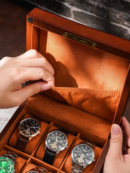 Engraved Wooden Wood Men's Watch Box with Lock & Key: Christmas Gift for him