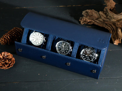 Watch Roll for 3 Watch,Personalized Leather Watch Box,Wedding groomsmen gift,Men Watch Travel Case,Gift for him,Engraved Travel Watch Holder