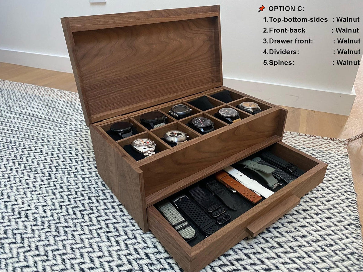 x10 watch box with drawer wood MCM watch box rolex watch box wood wooden watch box watch storage box watch box case personalized watch box