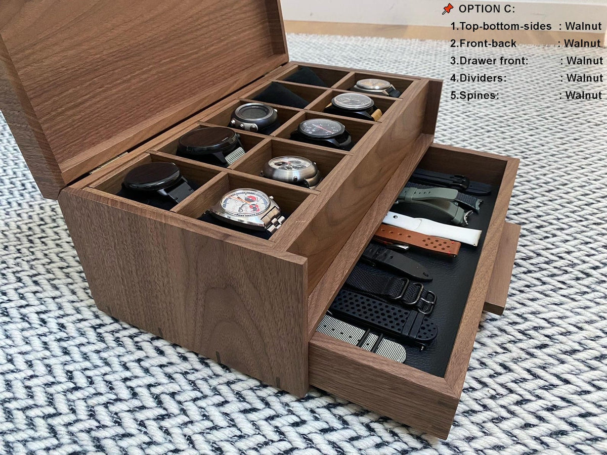 x10 watch box with drawer wood MCM watch box rolex watch box wood wooden watch box watch storage box watch box case personalized watch box