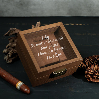 Watch Box w/ Glass Top & Pillow - Custom Wood Box, Wedding Day Gift Father of the Bride Groom Husband from Bride,Groomsman Gift,Mens Gift
