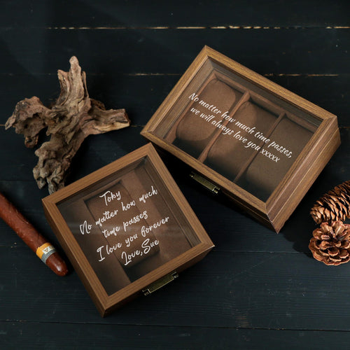 Watch Box w/ Glass Top & Pillow - Custom Wood Box, Wedding Day Gift Father of the Bride Groom Husband from Bride,Groomsman Gift,Mens Gift