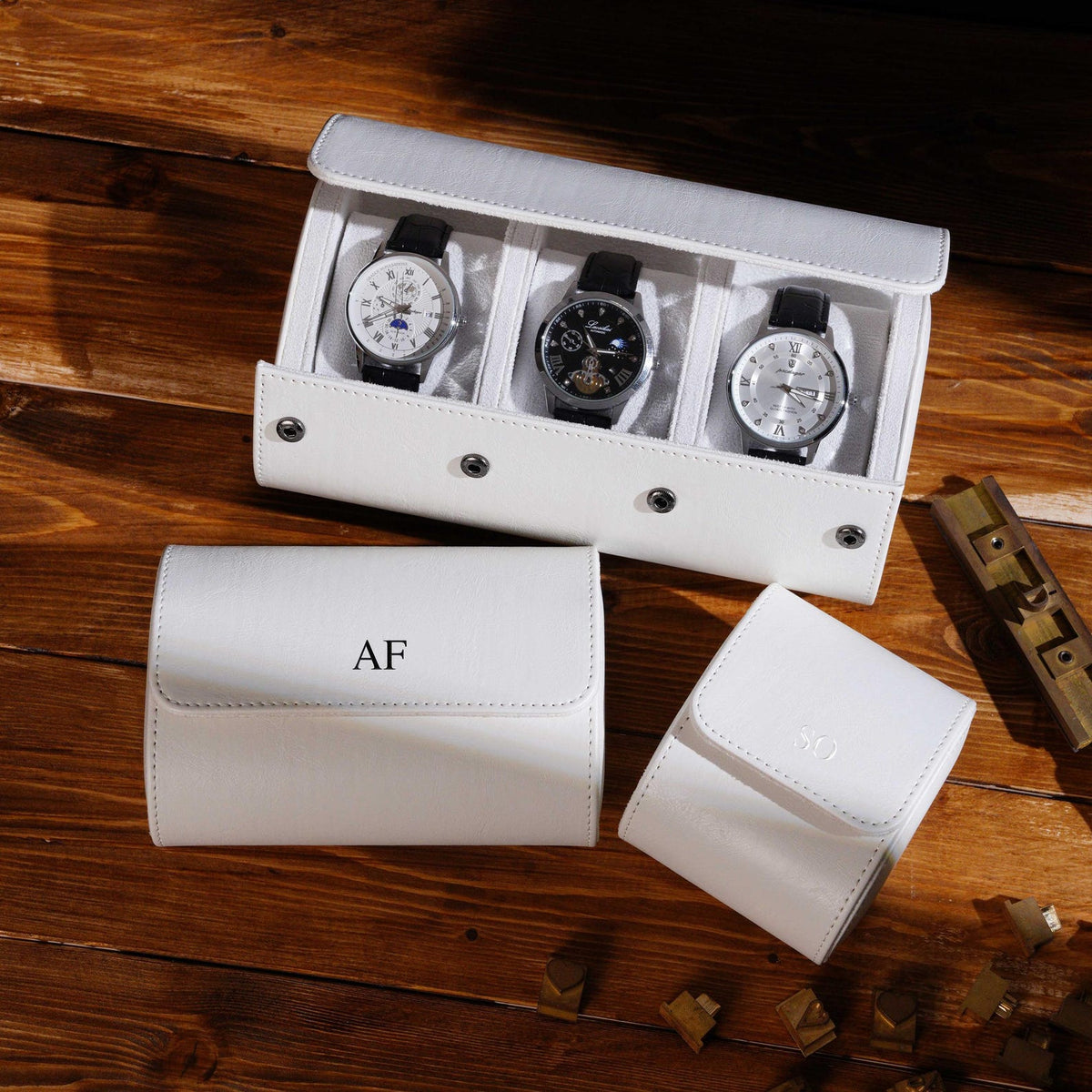 Personalized Leather Watch Roll: Travel Watch Case, Groomsmen Gift
