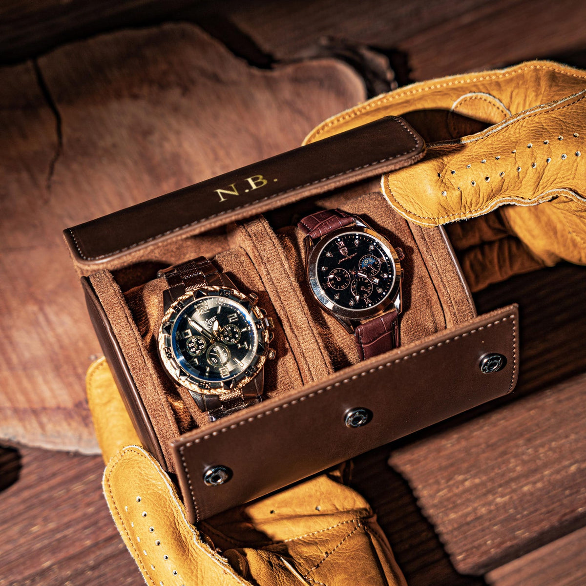 Custom Travel Watch Case,Personalized Luxury Leather Watch Roll,4 Solts Watch Box Gift For Men, Best Man Gift,Father's Day Gift