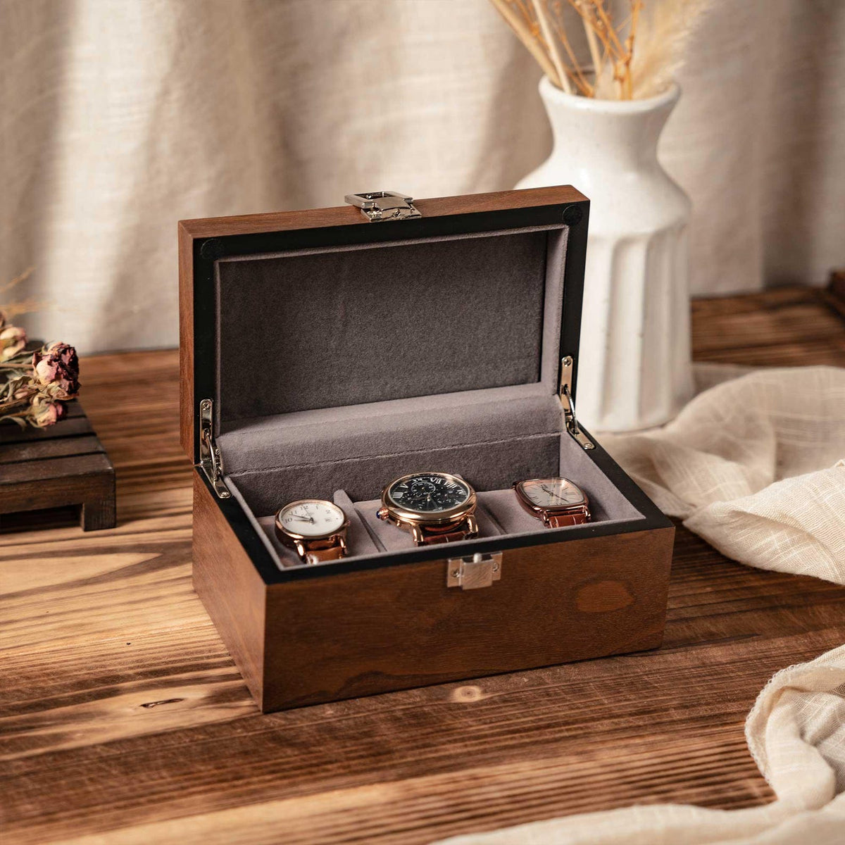 Engraved Wooden Watch Box for Men, Personalized Watch Box with Lock, Watch Organizer For Him, Watch Box With 6 slots, Anniversary Gifts