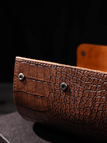 Personalized vegan leather watch box, brown roll-up watch case with vegan leather effect, Vegan Leather Watch Box, gift for men