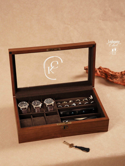 Personalized Watch Box Display, Sunglasses Storage Case, Jewelry Box, Wedding Gift For Groom, Engraved Monogram Watch Box Gift For Christmas