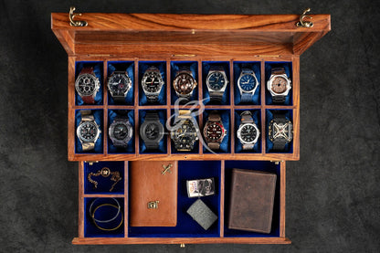 Free Personalized Rosewood watch box with drawer, Custom Father's Day Gift, Superior Men's Watch Display Case, Best Gift for him